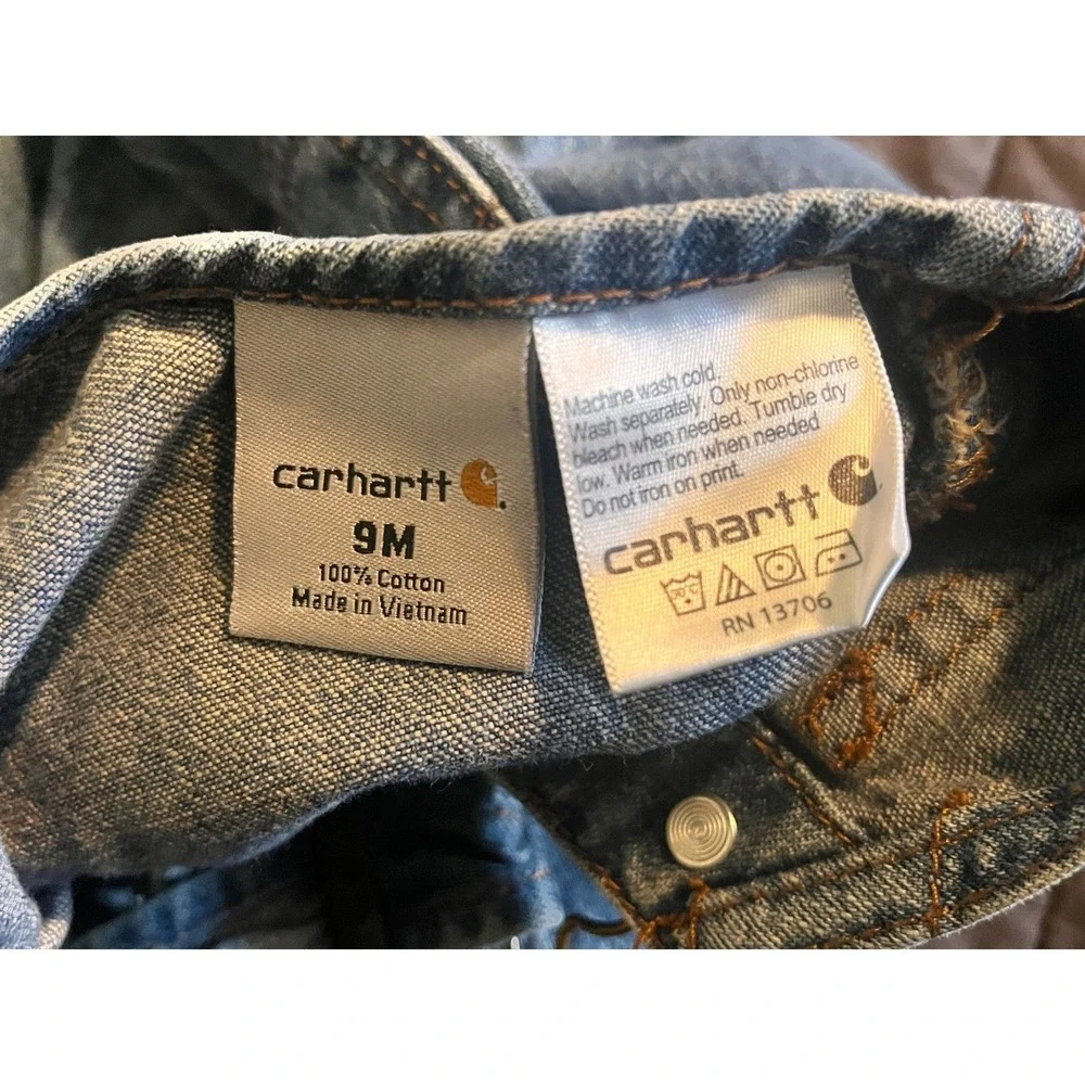 Carhartt Kids‎ Blue Denim Bib Overalls Master Cloth 9M Medium Wash RN 13706